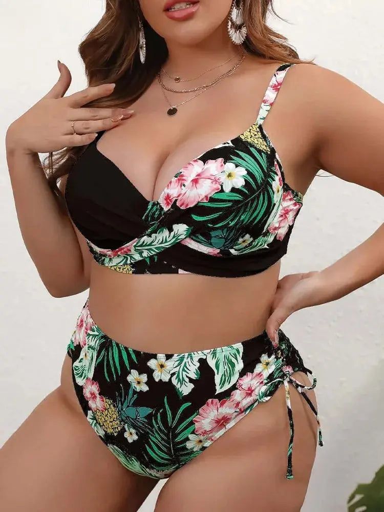 Conjunto Biquíni Plus Size Cintura Alta Push up - Online Plus