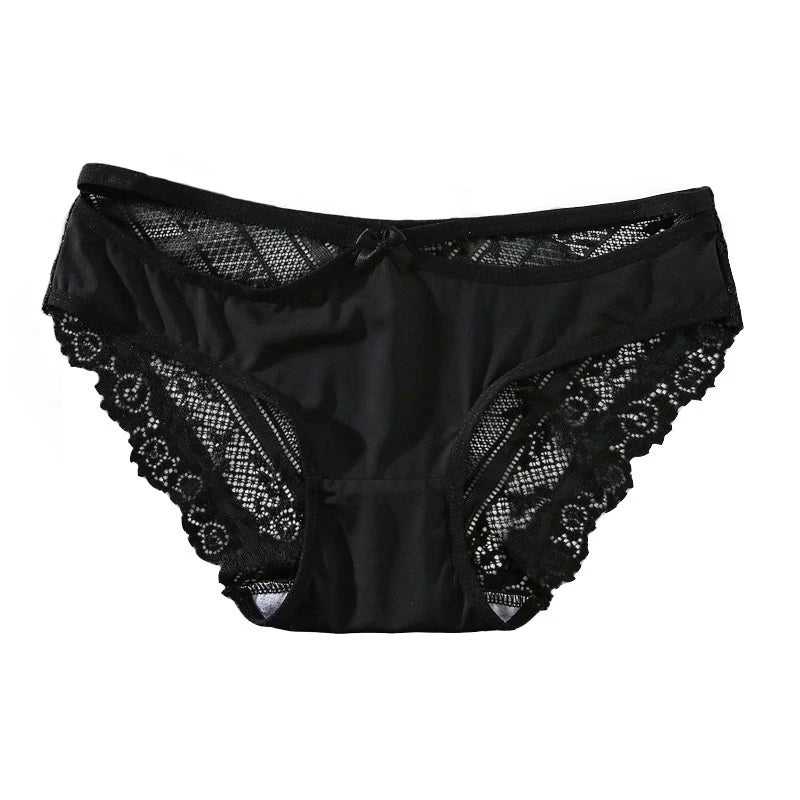 Calcinha sexy de renda conforto para senhoras, cuecas ocas, cuecas de baixo crescimento, lingerie macia feminina, lingerie feminina, plus size, 3 peças