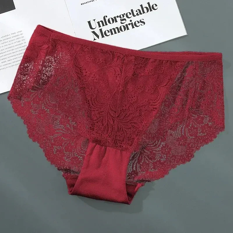 Sexy rendas cuecas femininas de cor sólida briefs respirável intimates lingerie calcinha feminina sem costura lingeries