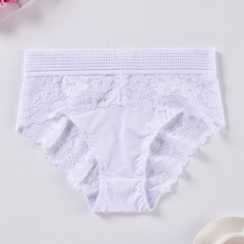 Lingerie de tamanho grande sexy cor sólida moda cuecas de cintura alta mulheres roupas íntimas elásticas respirável bordado