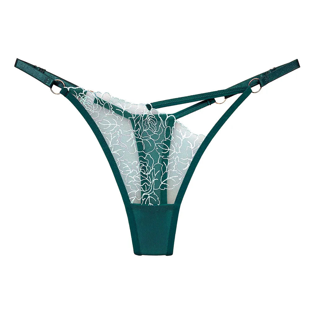 Calcinha String Renda Bordada Transparente