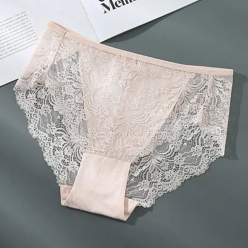 Sexy rendas cuecas femininas de cor sólida briefs respirável intimates lingerie calcinha feminina sem costura lingeries