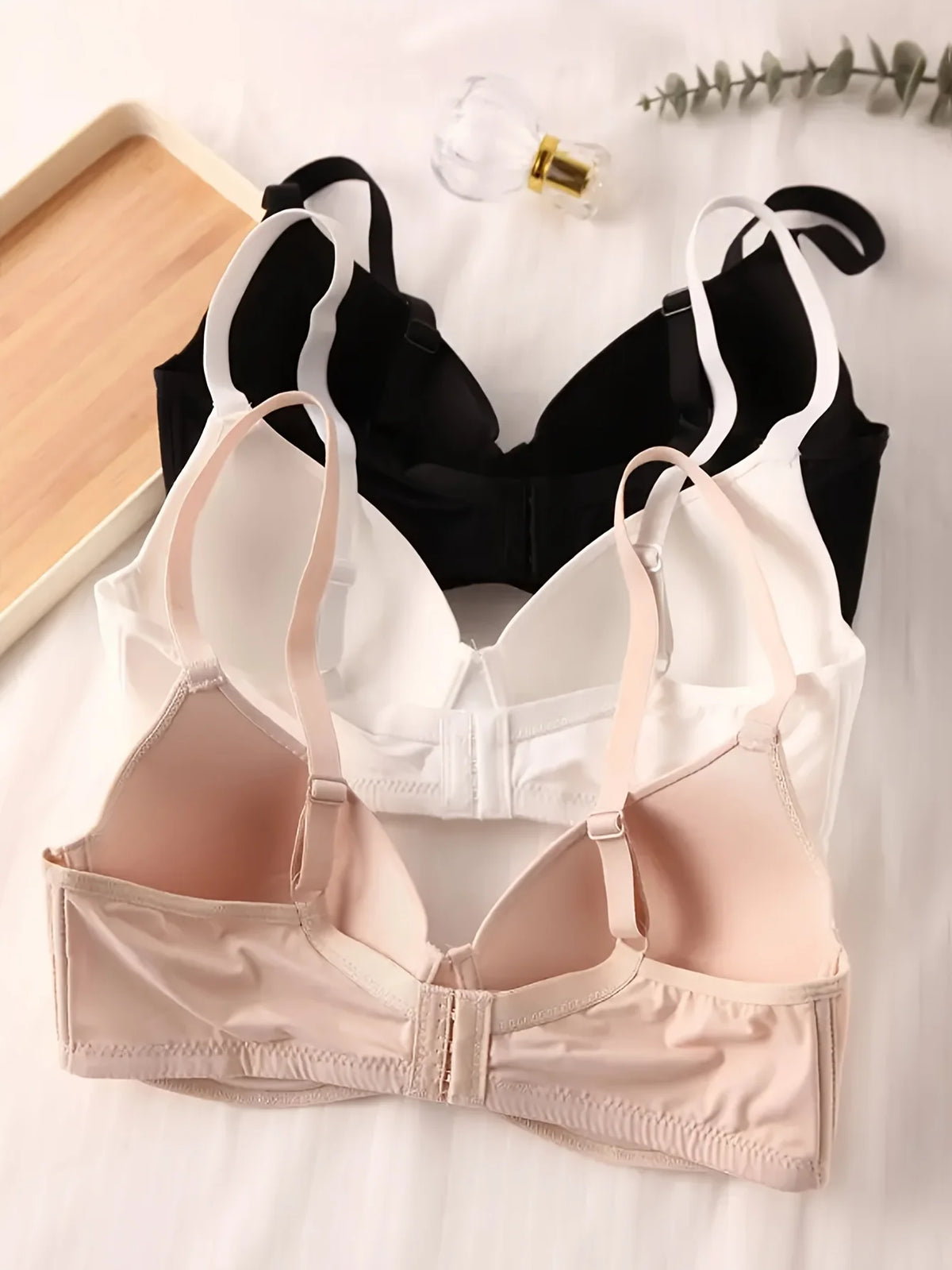 Conjunto de sutiã push-up sem costura de 3 peças para mulheres, lingerie super confortável, umidade wicking diária, elegante