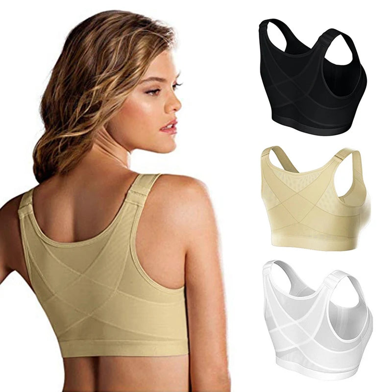 Sutiã Lift Up Corrector para Mulheres, Cross Back, Roupa Interior Respirável, Suporte Esportivo à Prova de Choque, Fitness Vest Bras, Plus Size, Novo